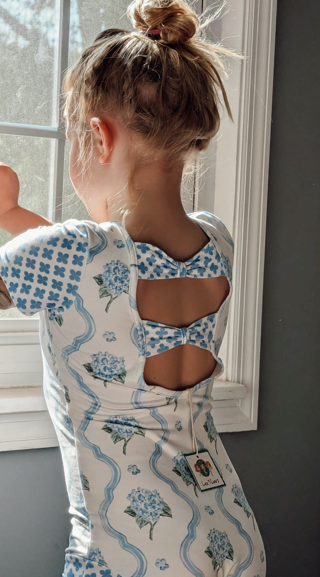 Blue Floral Gymnastics/Play Leotard