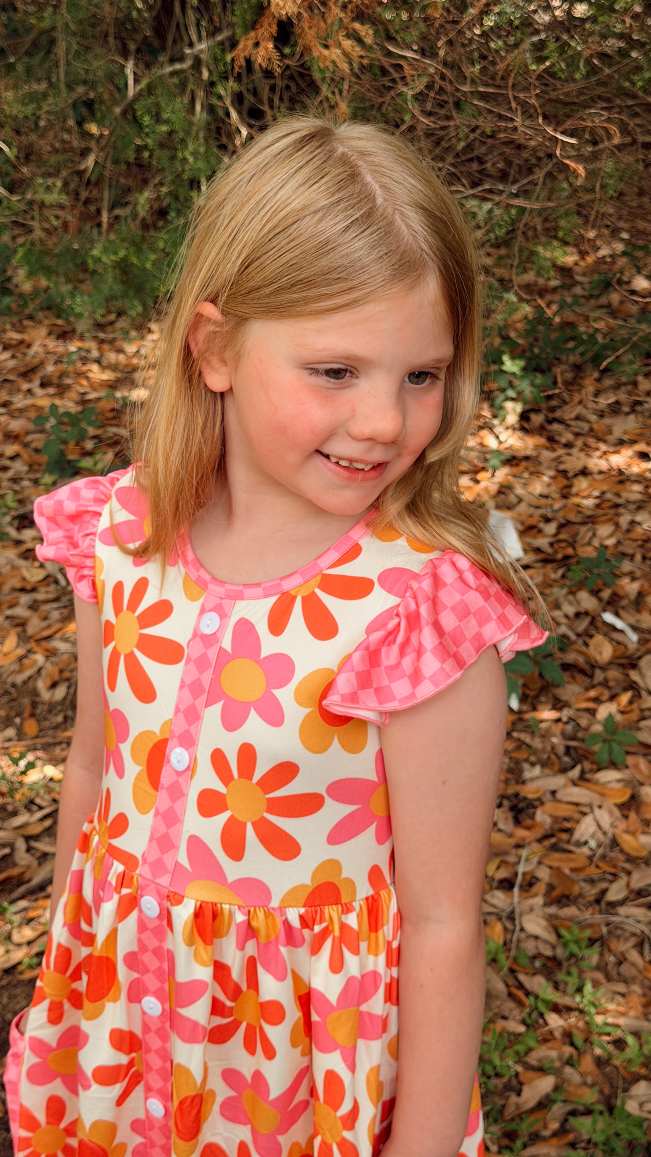 Pick Check Floral Pocket Dress