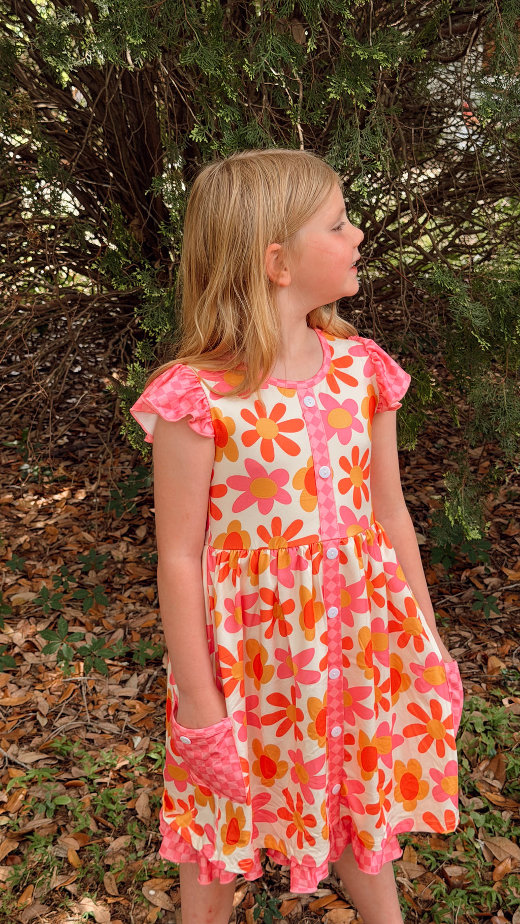 Pick Check Floral Pocket Dress